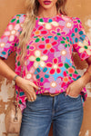 Floral Tie Back Boho Short Sleeve Blouse | Available in 2 Colors