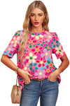Floral Tie Back Boho Short Sleeve Blouse | Available in 2 Colors