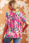 Floral Tie Back Boho Short Sleeve Blouse | Available in 2 Colors