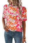 Floral Tie Back Boho Short Sleeve Blouse | Available in 2 Colors