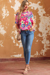 Floral Tie Back Boho Short Sleeve Blouse | Available in 2 Colors