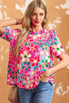 Floral Tie Back Boho Short Sleeve Blouse | Available in 2 Colors