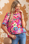 Floral Tie Back Boho Short Sleeve Blouse | Available in 2 Colors