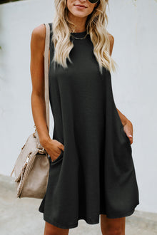  Black Crisscross Cut-out Back Knit Sleeveless Dress | Available in Gray