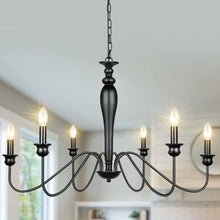  6 Head Black Iron Candle Style Chandelier