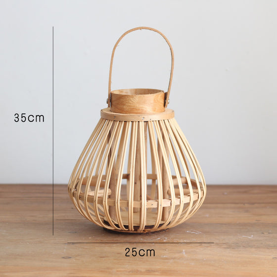 Handmade Bamboo Woven Wind Lantern Candle Holder Decorative Lantern Ornaments