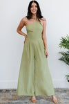 Green Asymmetric Wide Leg Jumpsuit