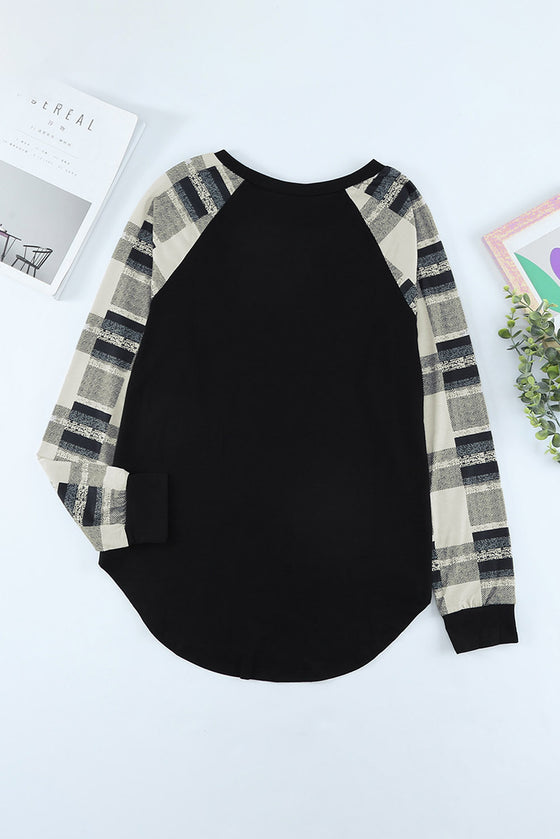 Color Blocked and Black Pullover Top