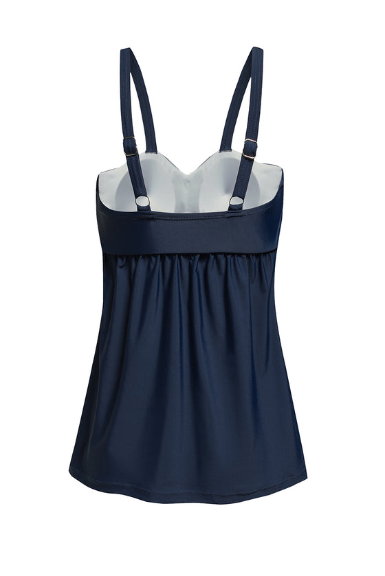 Navy Blue Ruched Swing Tankini Swimsuit | Available in 3 Colors