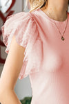 Pink Ruffle Ribbed Knit Top | Available in 3 Colors