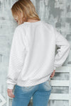 White Quilted V-Neck Solid Color Long Sleeve Top | Available in 4 Colors