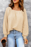 Pink Waffle Texture Casual Square Neck Pullover Top | Available in 5 Colors