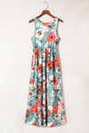 Green Floral Sleeveless Maxi Dress