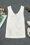 White Hollowed Knit V Neck Tank Top | Available in 2 Colors