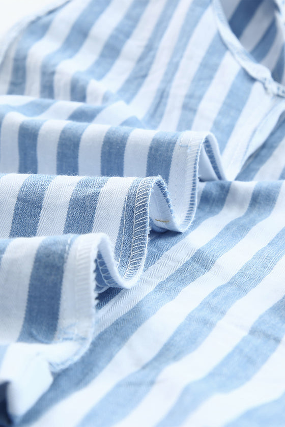 Blue Striped Sleeveless Shirt