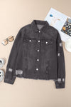 Black Casual Distressed Raw Hem Buttons Denim Jacket | Available in 3 Colors