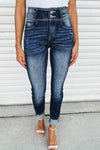 Dark Blue Vintage Washed High Waist Skinny Jeans