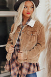 Khaki Corduroy Sherpa Snap Flap Pocket Jacket | Other Colors Available