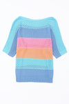 Sky Blue Knitted Color Blocked Top | Available in Pink