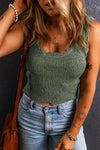 Green Scallop Knit Tank Top