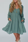 Mist Green Smocked Ruffled Mini Dress