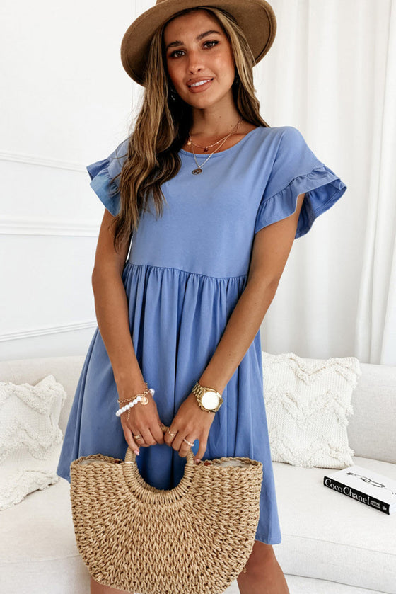 Sky Blue Pleated Dress