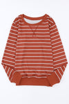 Striped Print Casual Long Sleeve Pullover Top | Available in 2 Colors