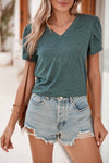 Mist Green Tulip Sleeve V Neck T-Shirt | Available in 4 Colors