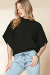 Medium Grey Mock Neck Batwing Sleeve Knit Sweater | Available in 4 Colors