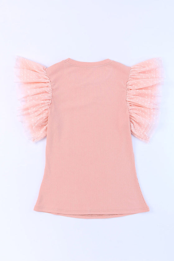 Pink Ruffle Ribbed Knit Top | Available in 3 Colors