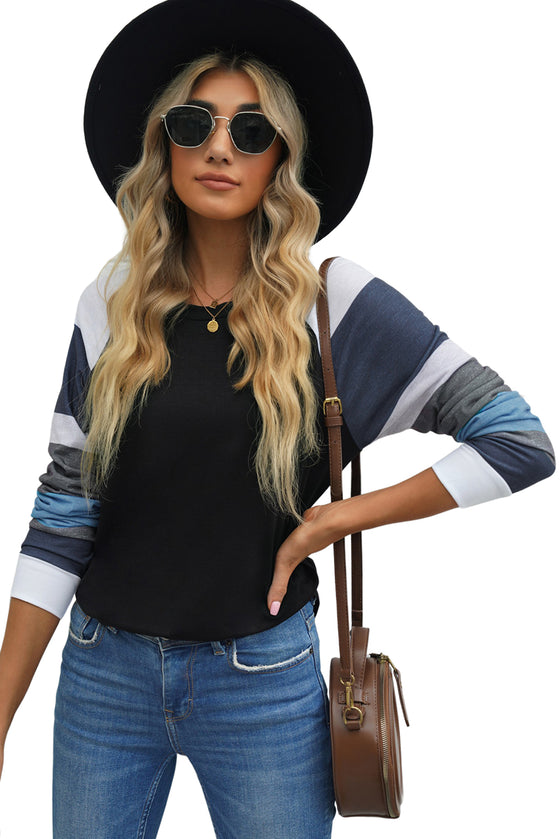 Color Blocked and Black Pullover Top