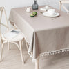 Solid Colored Tablecloth with Ivory Tasseled Corners or Tassel Trim