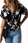 Floral Printed V Neck Short Sleeve Blouse | Available in 3 Colors