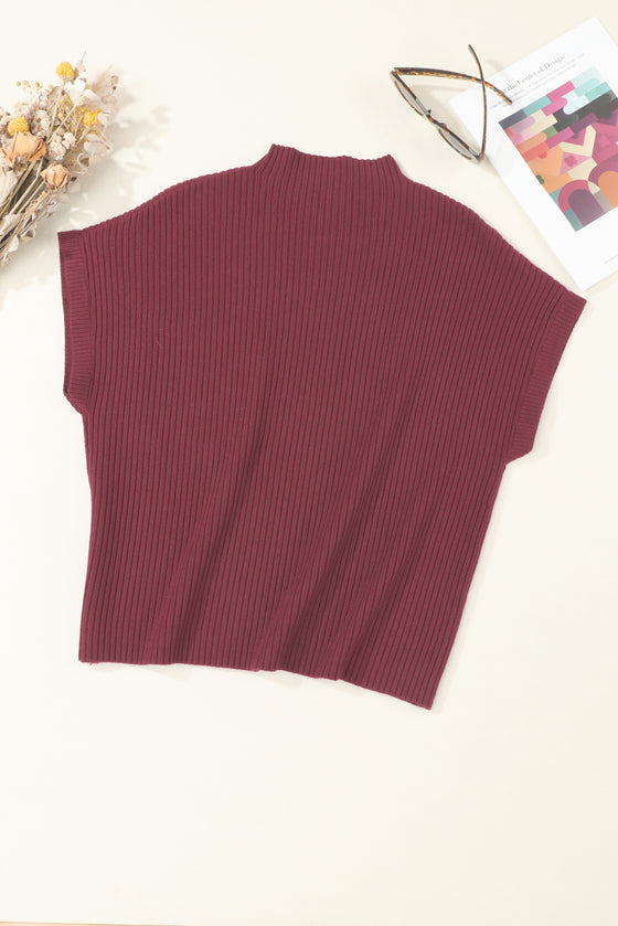 Oatmeal Patch Pocket Ribbed Knit Short Sleeve Sweater | Available in 7 Colors