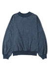 Red Drop Shoulder Crewneck Washed Pullover Sweatshirt