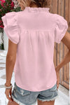 Pink Tiered Ruffle Sleeve Blouse