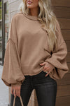 Apricot Raw Edge Pocket Exposed Seam Knitted Sweater