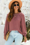 Pink Waffle Texture Casual Square Neck Pullover Top | Available in 5 Colors