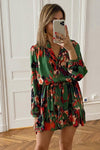 Abstract Print Waist Belted Long Sleeve Dress | Other Colors Available