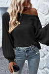 Black Lantern Sleeve Eyelets Knit Sweater | Available in 2 Colors