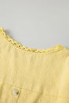 Apricot Swiss Dot Crochet Eyelet Back Button Detail Blouse | Available in 3 Colors