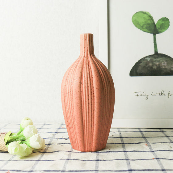 Modern Handcrafted Ceramic Vase in Coral and Speck Finish