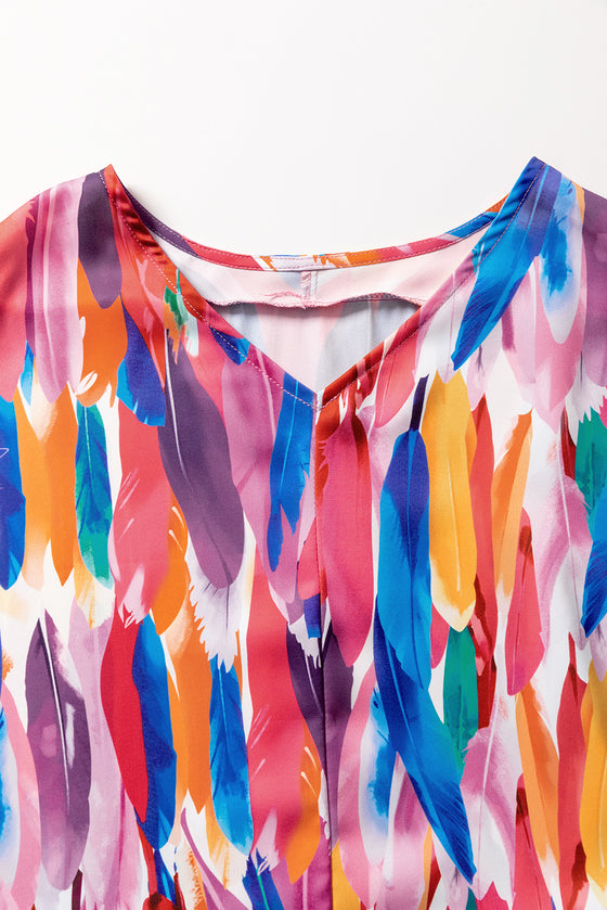 Multicolor Watercolor Abstract Design Blouse