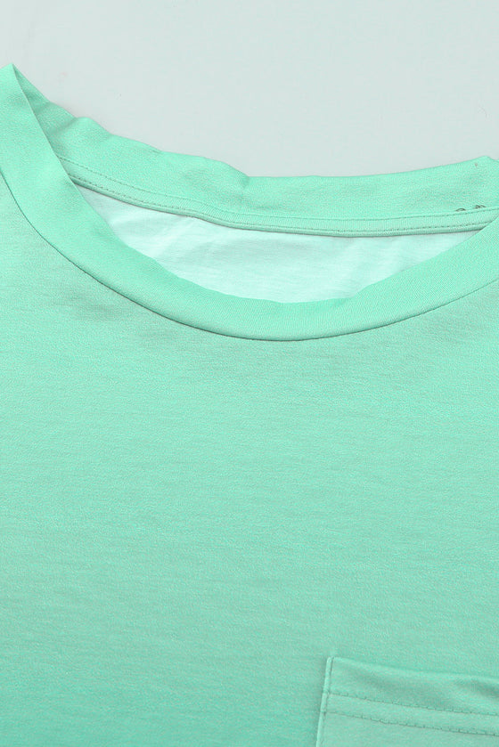 Ombre Green Short Sleeve Crew Neck T-Shirt with Pocket