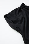 Black Solid Color Cowl Neck Tee