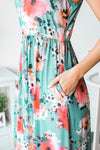 Green Floral Sleeveless Maxi Dress