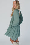 Mist Green Smocked Ruffled Mini Dress