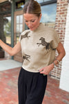 Beige Cheetah Pattern Short Sleeve Sweater | Available in Black