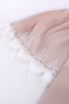 Pastel Pink Lace Trim Flutter Sleeve Blouse for Women