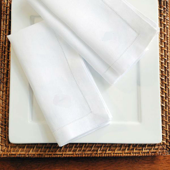 12 Piece Traditional Linen Napkin Set in Grey or White